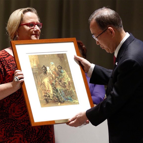 U.N. Secretary-General Ban Ki-moon Presented with Delivering for Girls and Women Award