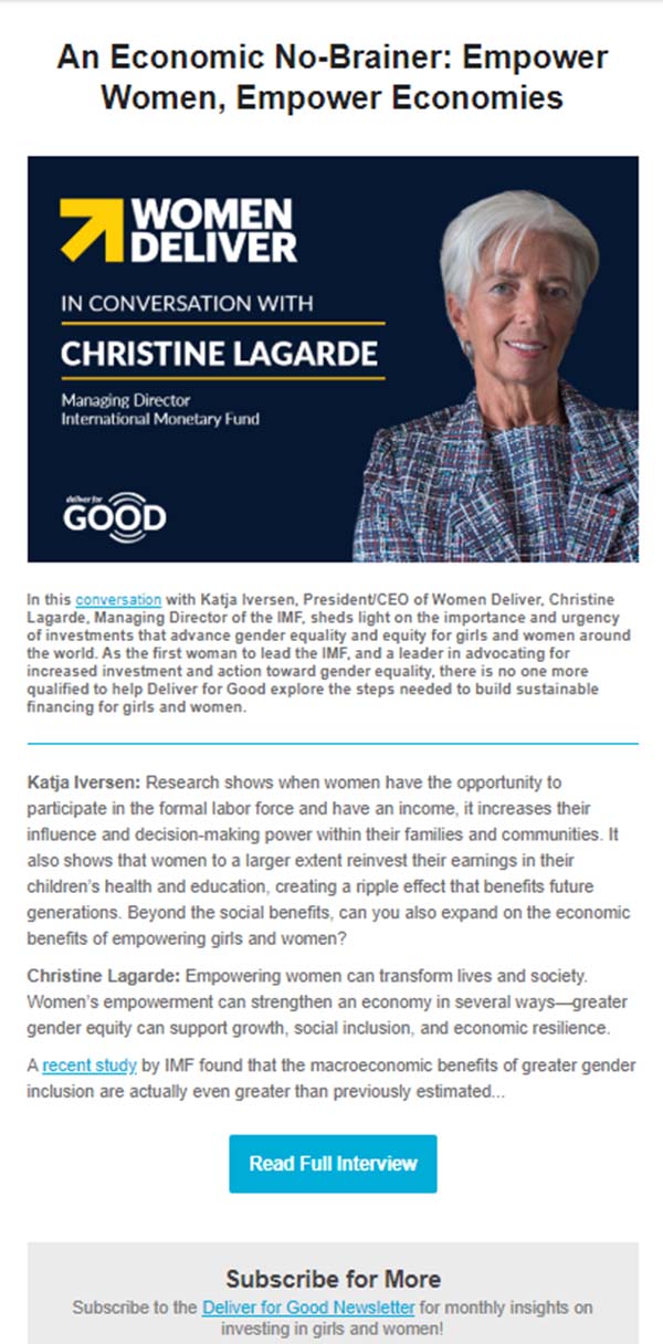 Christine Lagarde on the urgency of gender equality investments