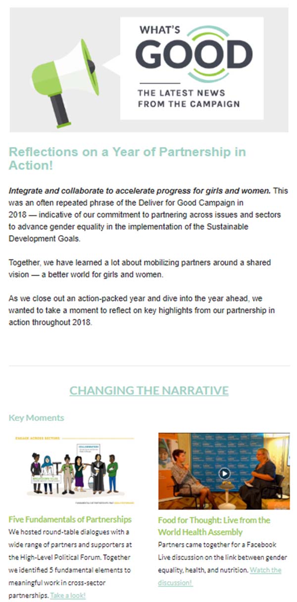 What's Good: Updates from the Deliver for Good Campaign