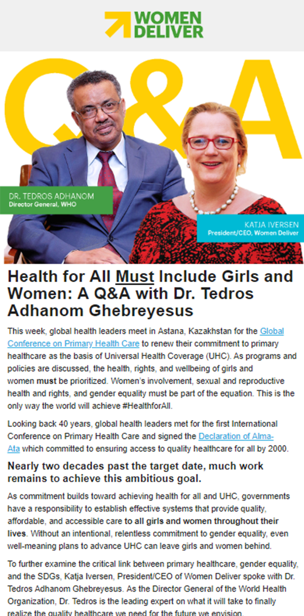 A Q&A with Dr. Tedros - Gender Equality and #HealthForAll