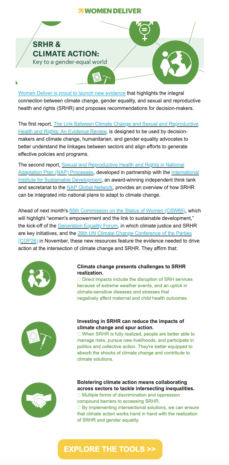 New Evidence: The Link Between Climate Change, SRHR, and Gender Equality