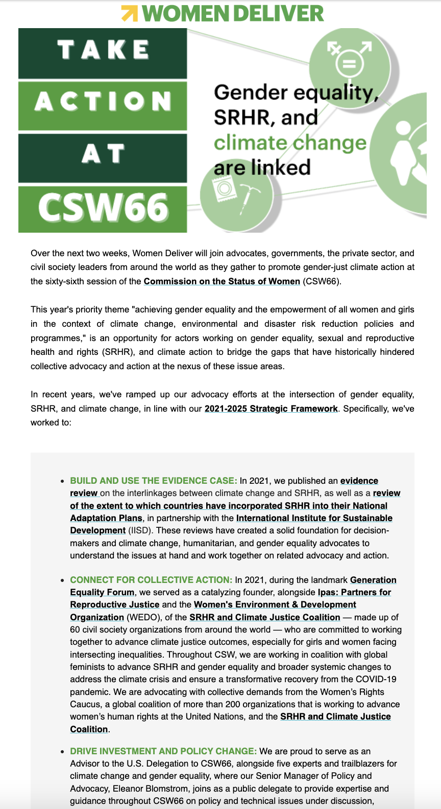 Take Action At CSW66