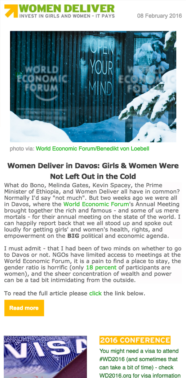 Women Deliver at Davos: Girls & Women Not Left Out in the Cold