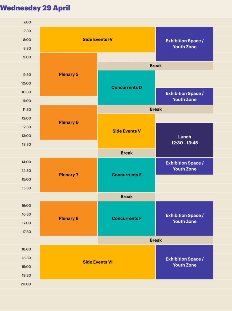 WD 2026 Schedule for Wednesday 29 April